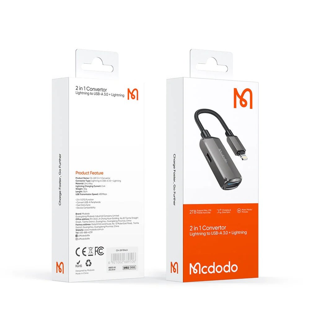 ADAPTER MCDODO IP-USB+F TC CA269